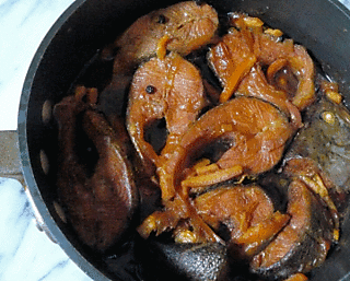 Trout in caramel sauce