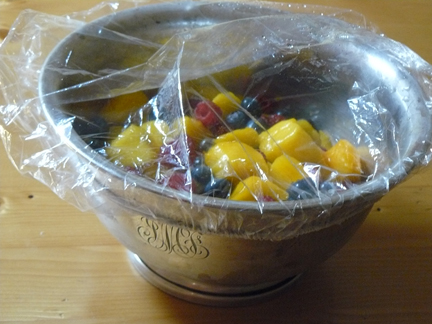 Shower cap used as a 'lid'