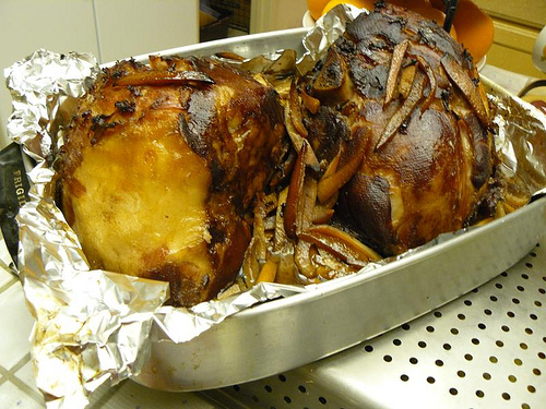 honey baked ham with red wine and orange rind