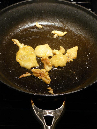 Rendering chicken fat on the spot