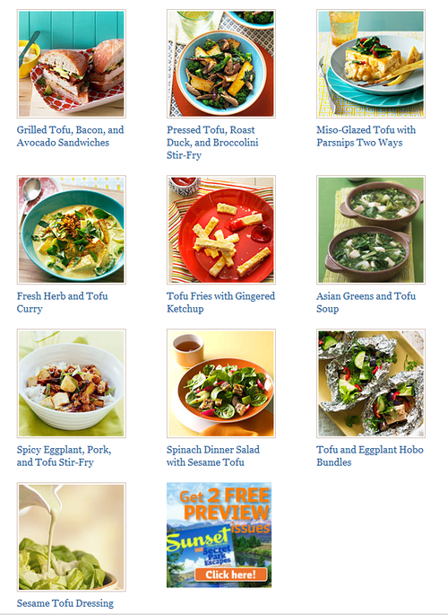Go to Sunset.com's tasty tofu recipe collection