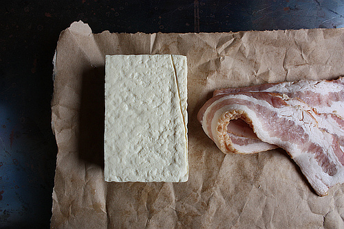 Tofu and bacon make great friends! Tofu and bacon make great friends!