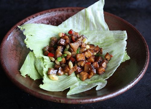 Chicken and tofu lettuce cups