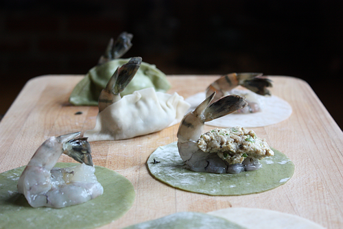 Korean shrimp mandu dumpling process