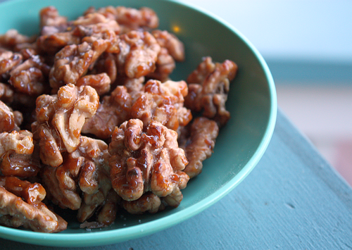 Salted caramelized walnuts