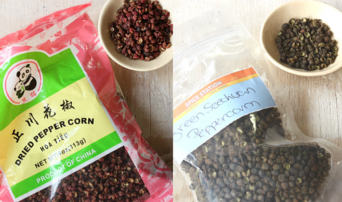 Sichuan peppercorns red and green