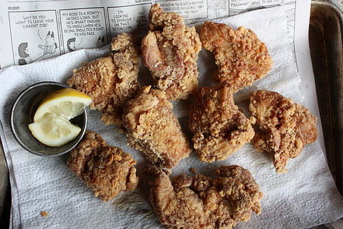 Japanese fried ginger chicken tray