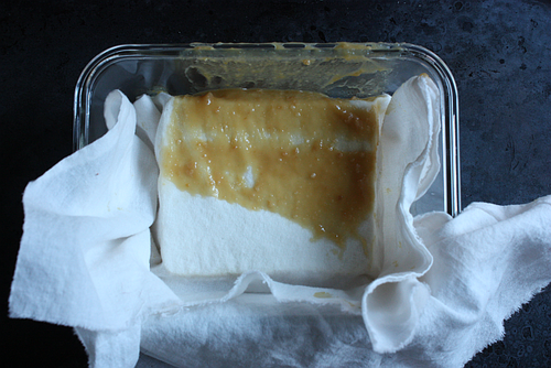 Wrapping tofu misozuke