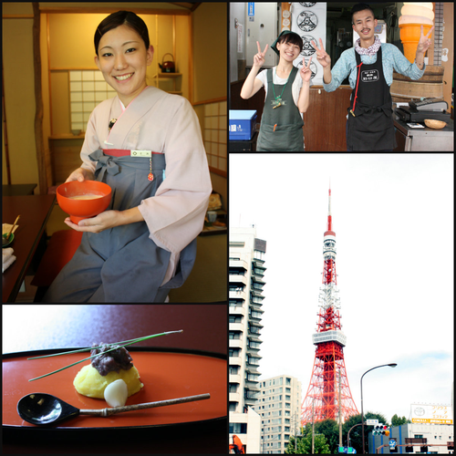 Ukai Tofu Ya, tofu vendors at Tsukiji market, Tokyo Tower, a dish from tofu omakase lunch