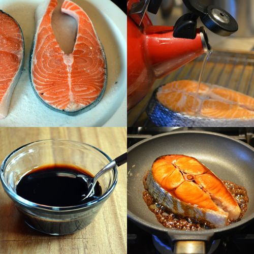 Salmon teriyaki collage Salmon teriyaki collage