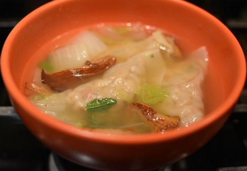 Chanterelle-shrimp-dumpling-broth
