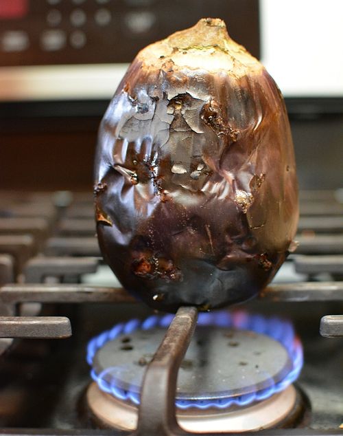 Fried-eggplant-banh-mi-roasting