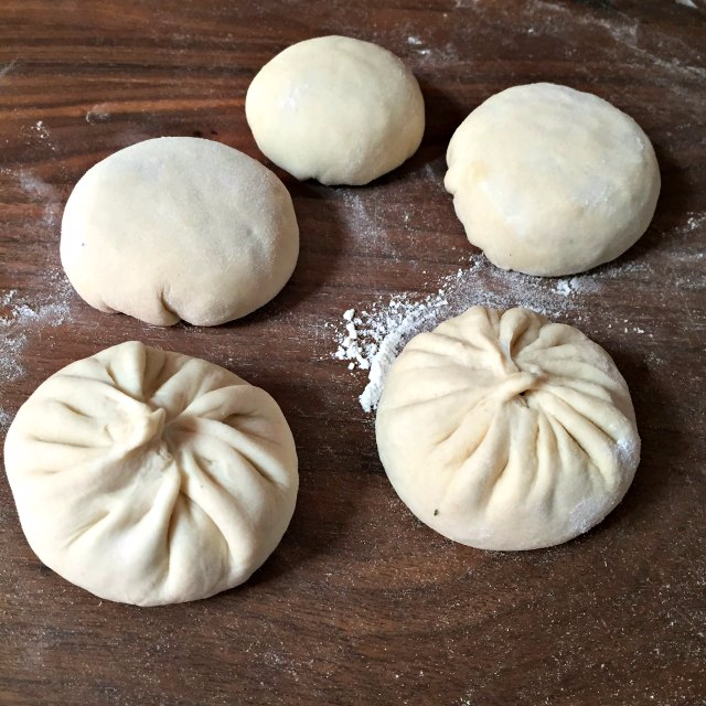 Panfried pork pie formed