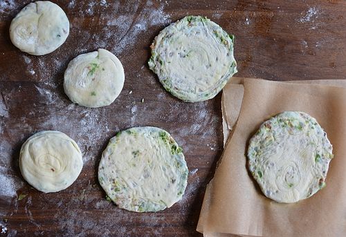 Bacon-scallion-pancake-rolledout