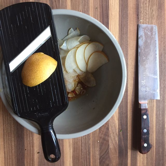 Pear-salad-mandoline-knife