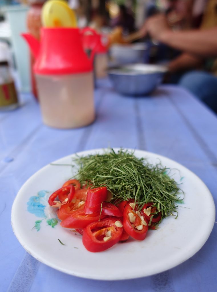lime leaf and chilies for chicken pho