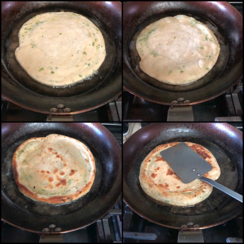 Cooking scallion pancakes