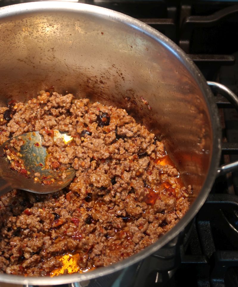 Mapo Tofu Lasagna meat filling