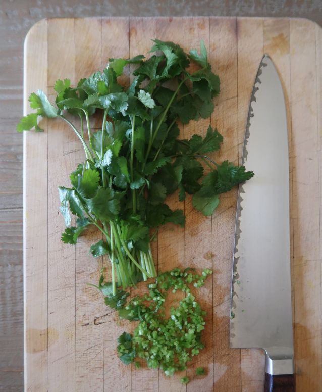 fried crab and cream cheese wonton -- cilantro stems