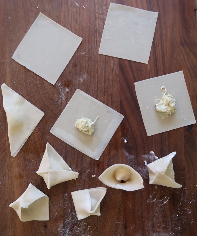 fried crab and cream cheese wonton -- filled 