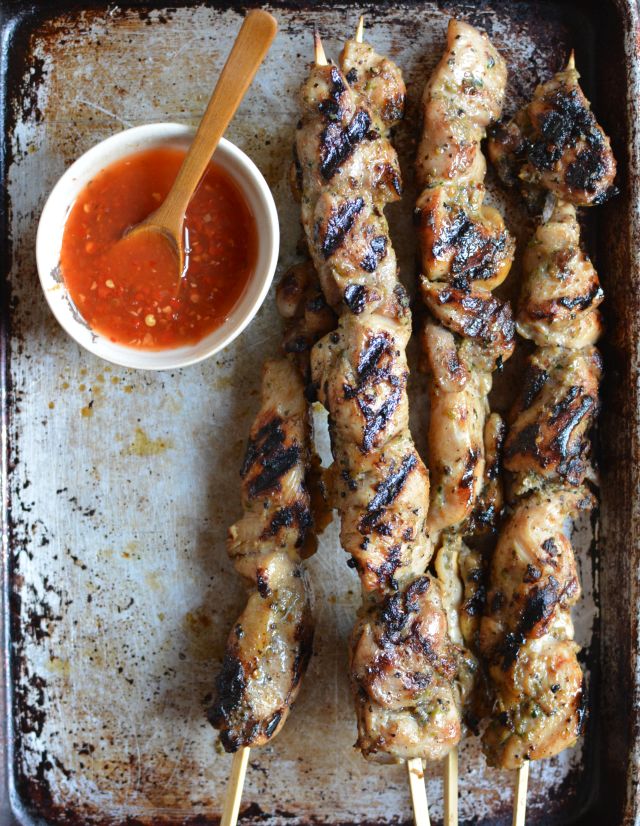 Thai black pepper chicken skewers