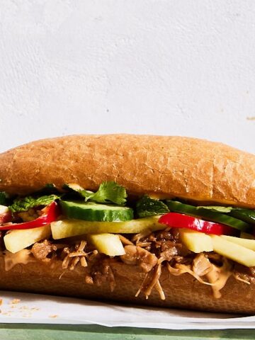 from Ever-Green Vietnamese, vegetarian pulled jackfruit banh mi by Aubrie Pick